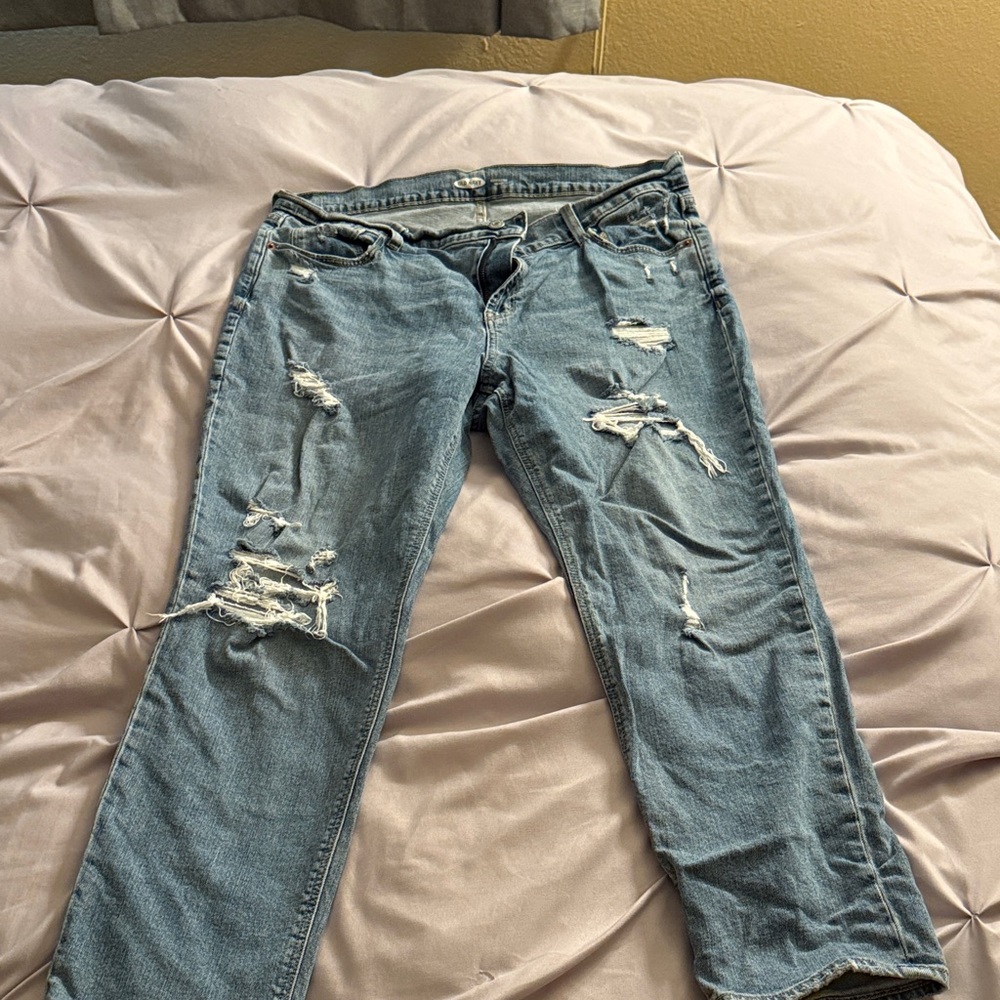 Old Navy Distressed Boyfriend Jeans - Light Blue